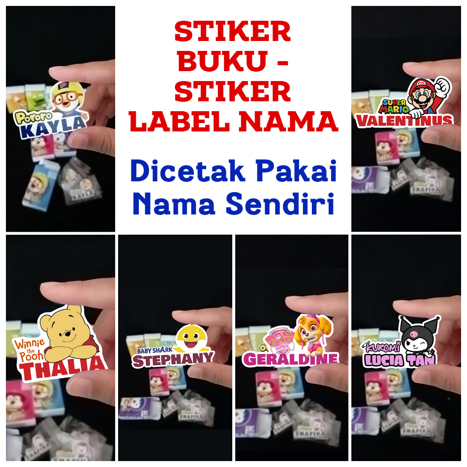 

[70+pcs] STIKER BUKU NAMA ANAK PORORO KUROMI ONEPIECE LUFFY POOH STITCH SKYE HARRY CRONG PETTY LOOPY EDDY MARIO LUIGI BABY SHARK