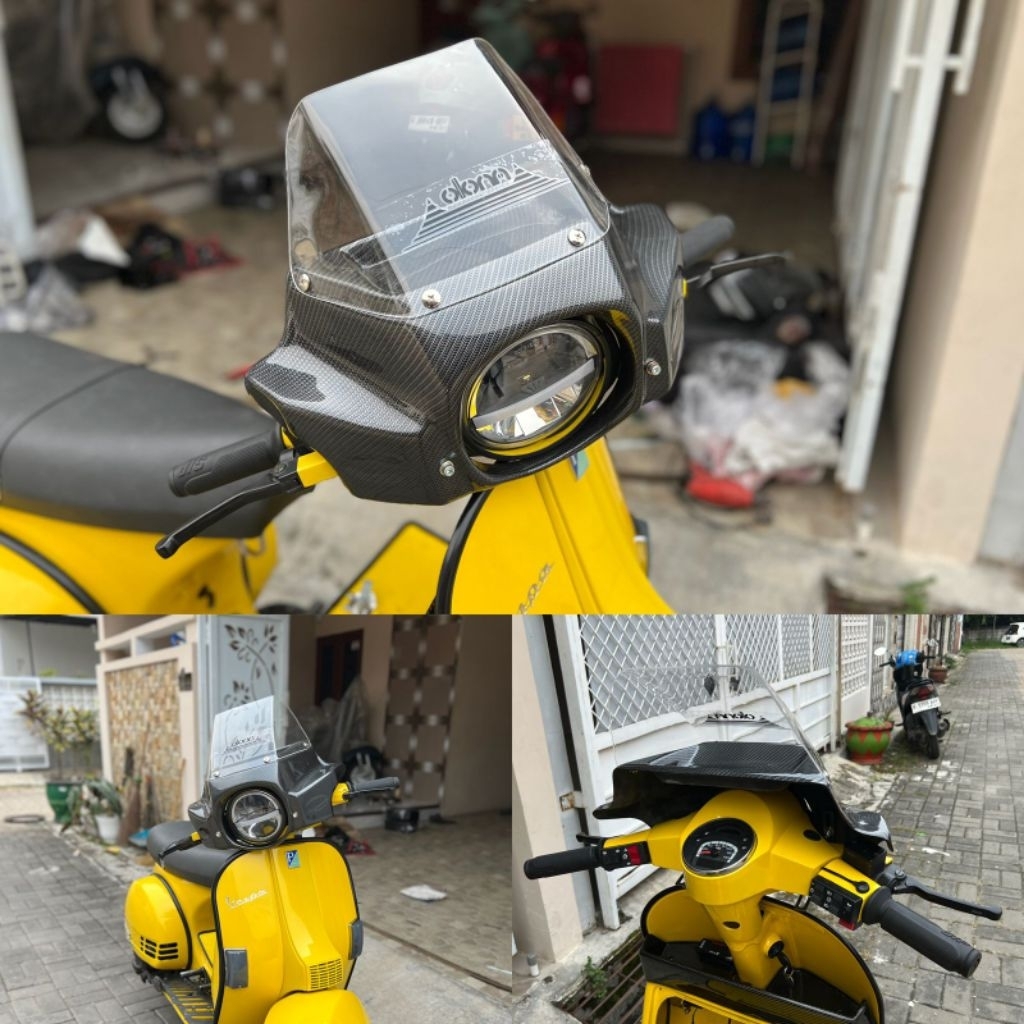 Gordon Driver screen hijab vespa new px Npx Lml Model Alona Terbaru detail original Hitam & Carbon p