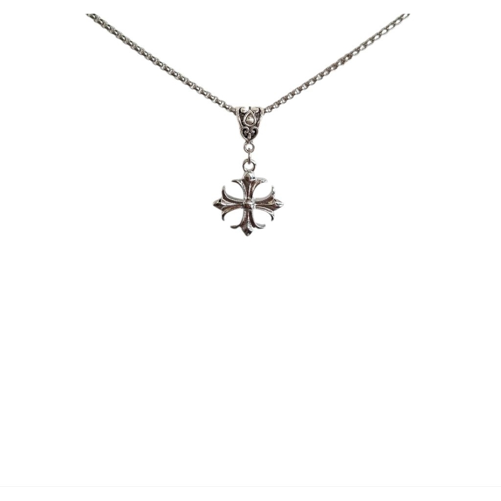 Kalung Rantai Silver Titanium Pria Elegant Tahan Karat Modis