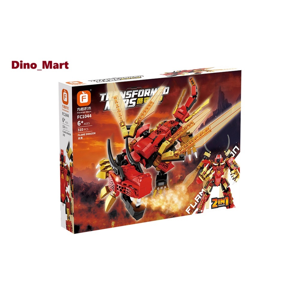 Forange Block Flame Dragon Transformed Mars 2 in 1 FC1044 - Brick Robot dan Naga  - Mainan Anak - Ma