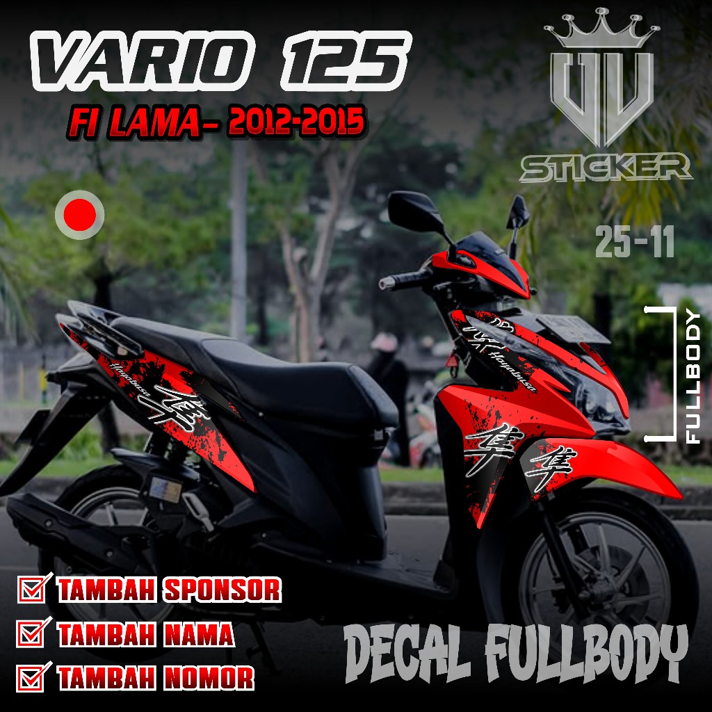 (COD) TERBARU Sticker Decal Full Body Vario 125 Old/Lama KZR Fullbody Tahun 2012 2013 2014 2015 - De