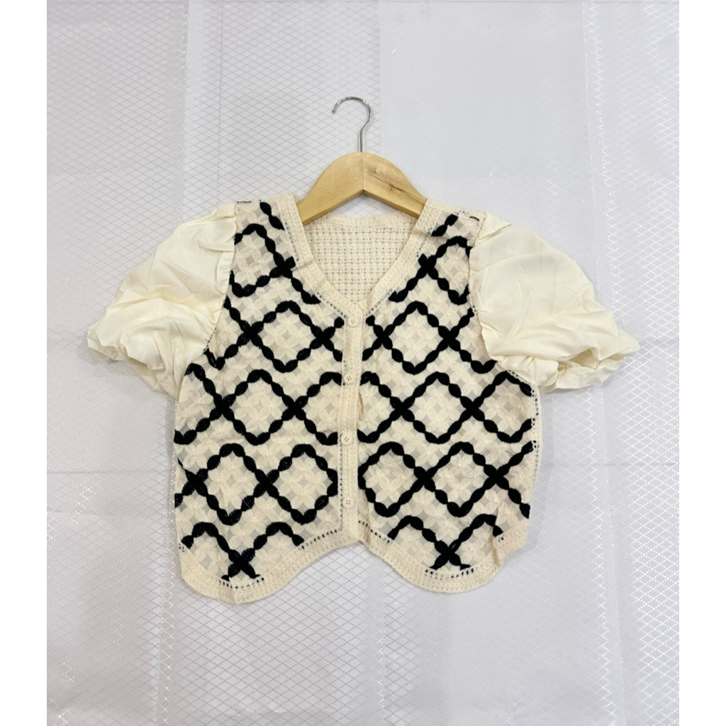 BKK Outer Crop Rajut Lengan Balon