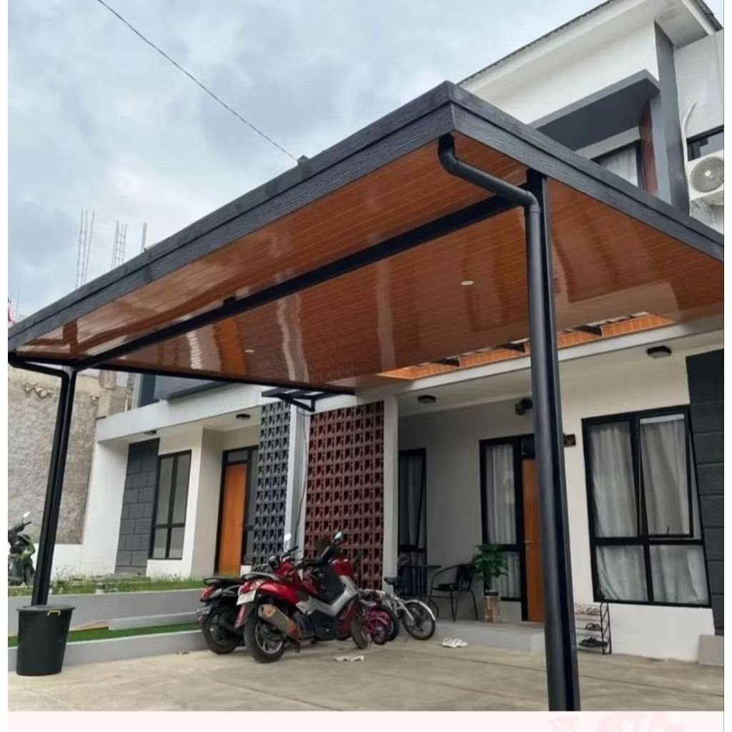 Kanopi Besi Hollow atap Alderon RS dan Plafond PVC