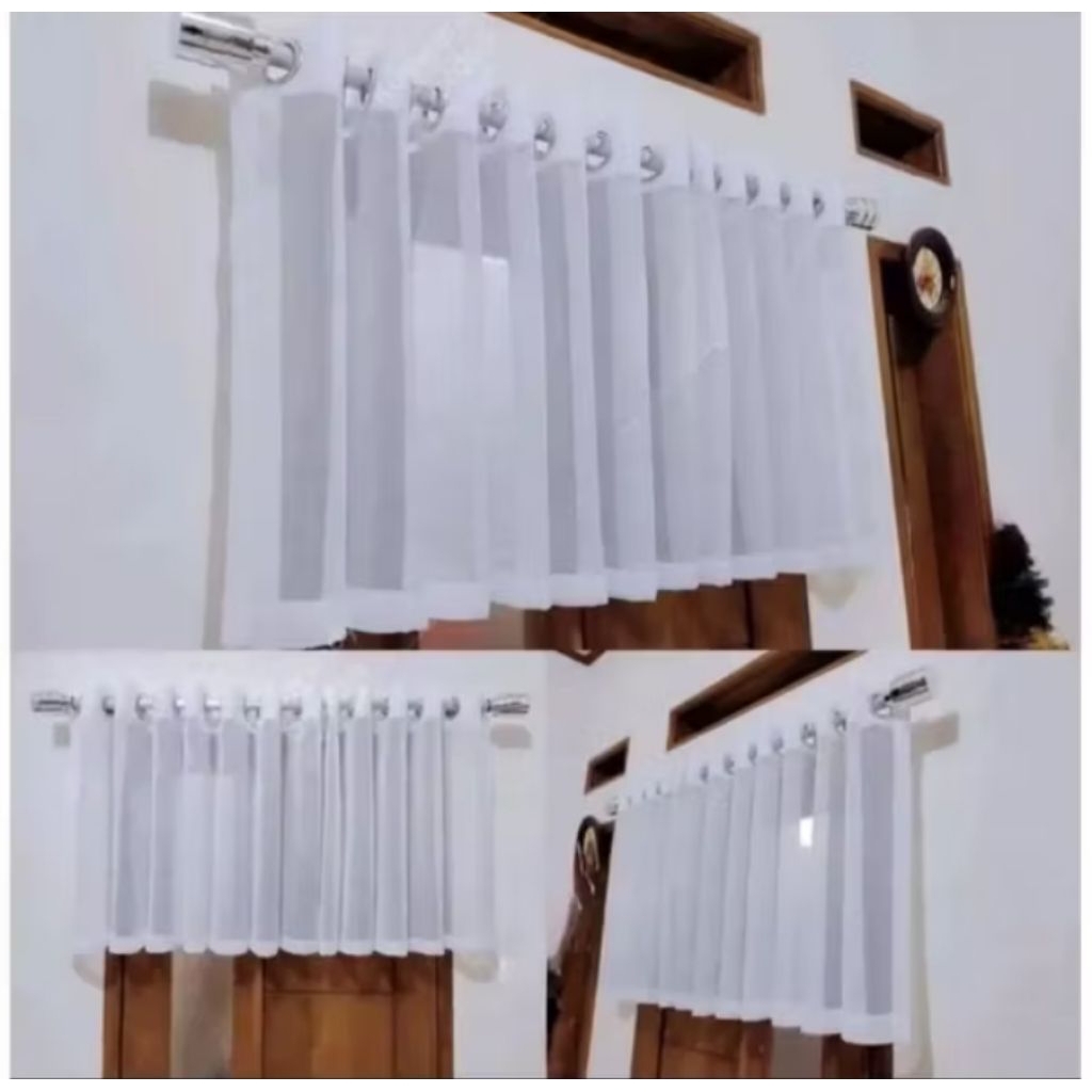 Gorden poni smokring Vitrase polos Hordeng putih jendela pintu Tirai Minimalis