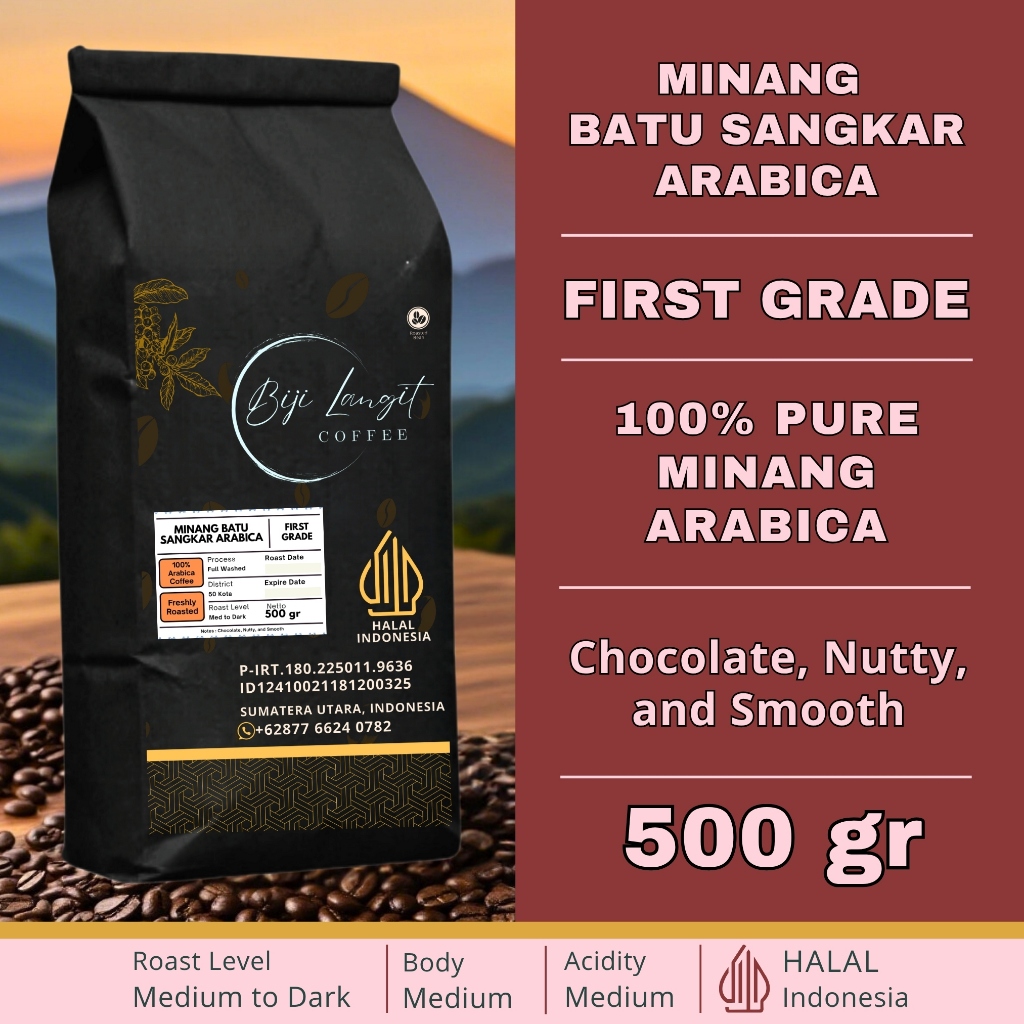 

500-gram-Biji-Kopi-Minang-50 Kota-Arabica-Grade-1-100%-Pure-Arabica-Coffee-Bean