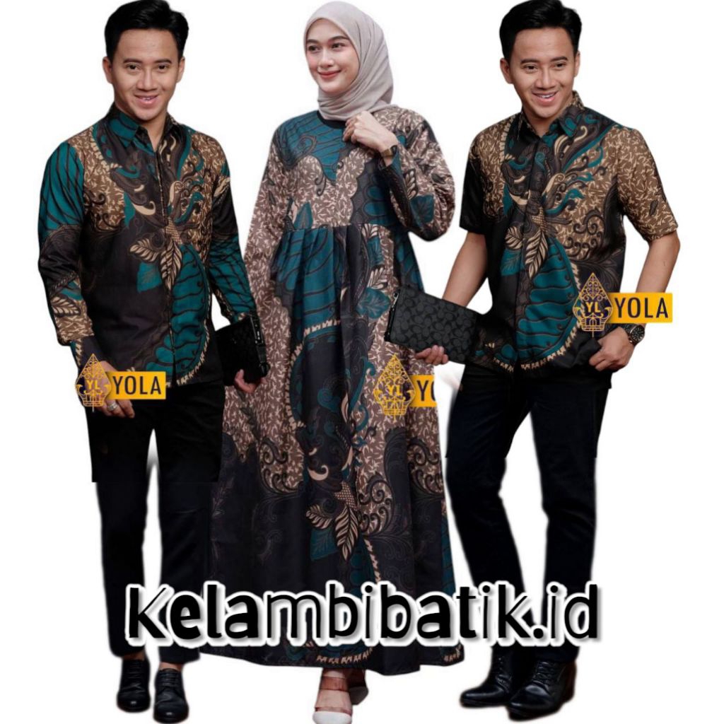 Couple Batik Pria wanita Gamis dan Kemeja Batik Couple Motif sangkuriang Ijo