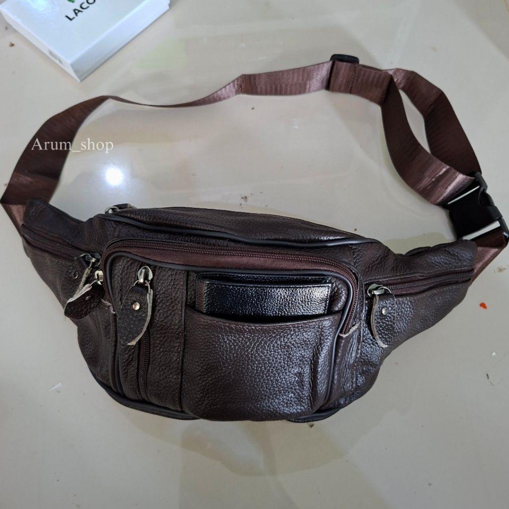TERMURAH selempang pinggang tas pria kulit kekinian kantong full kulit asli 2188