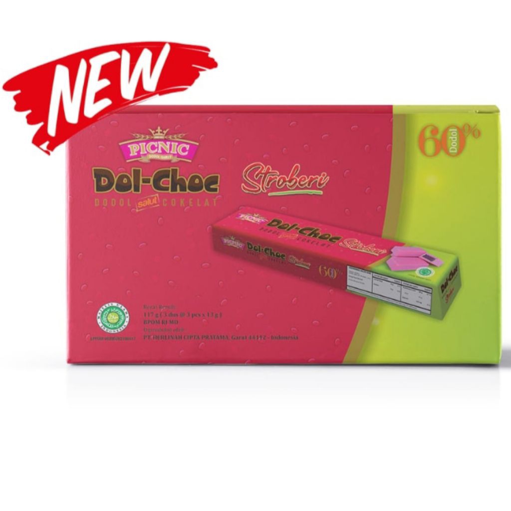 

Dodol coklat (Dol-choc) strawberry 117g picnic kekinian jawara dodol khas Garut