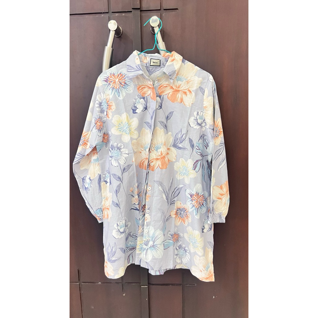 Tunik Biru Langit Bunga