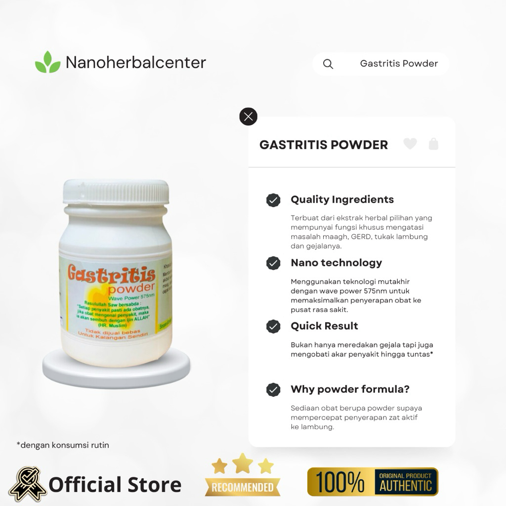 

Obat Herbal maagh dan GERD ampuh GASTRITIS POWDER