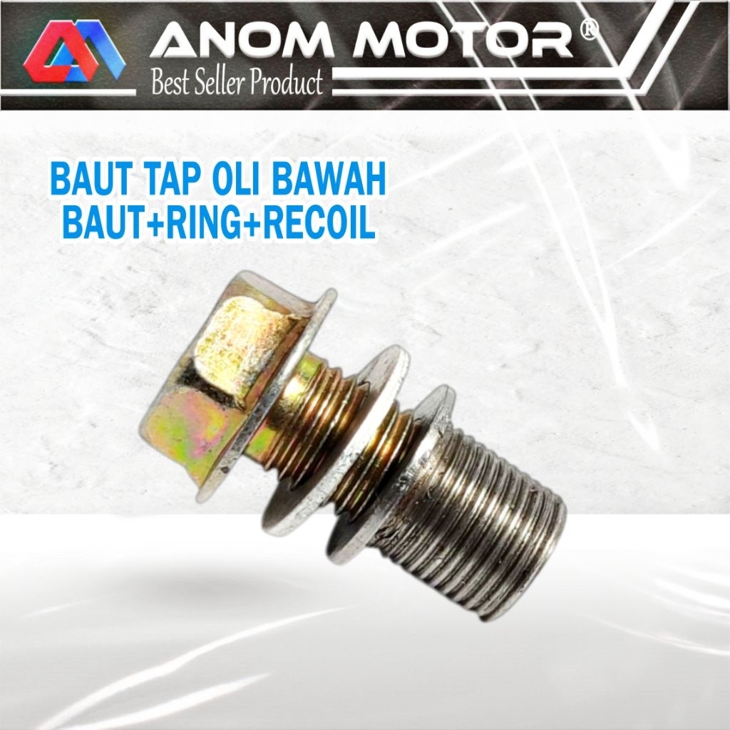 Bos drat sok drat m12-m14, Baut oli m12x1.5 kunci 17 mm, 1 paket( baut+ring+sok drat)