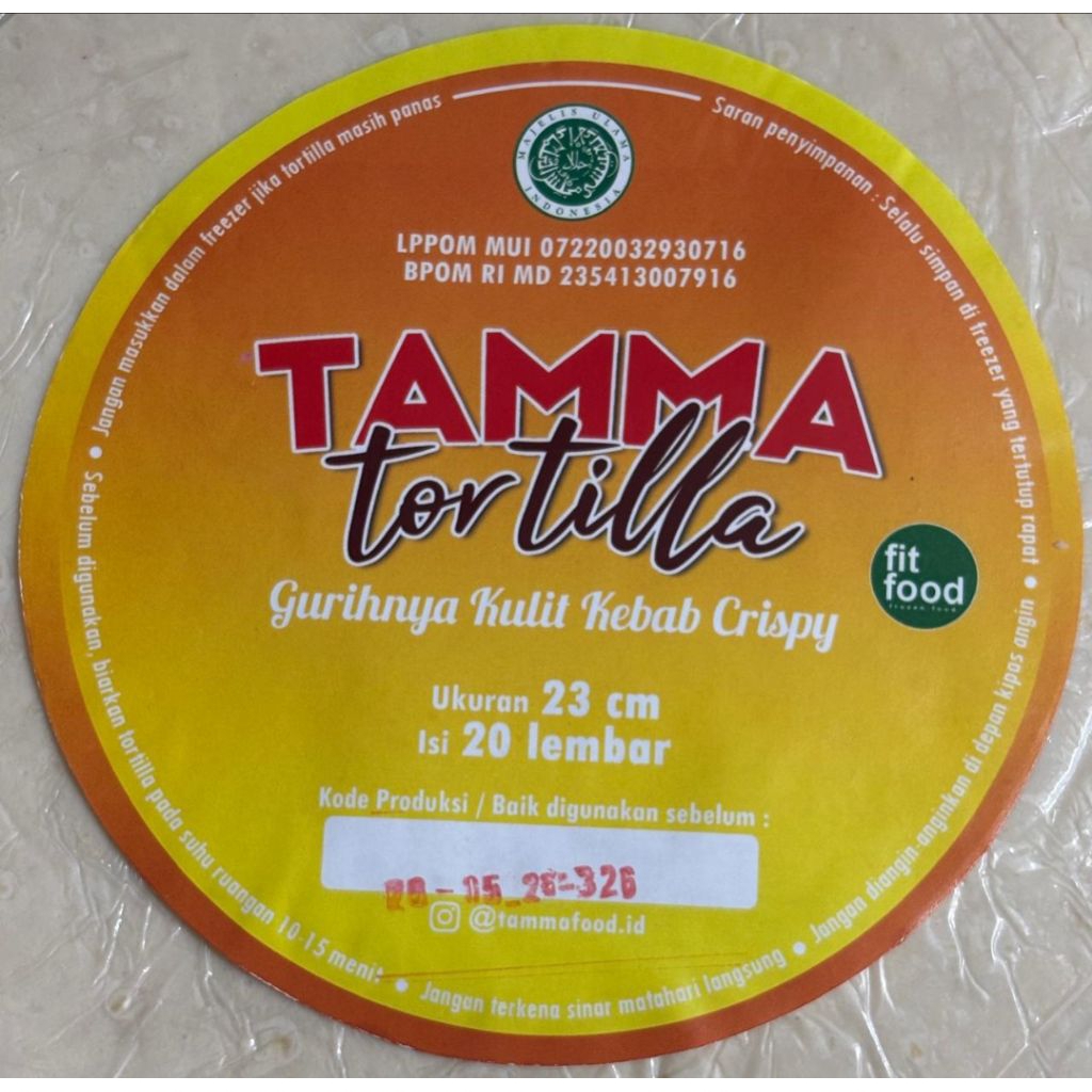

Kulit Tortilla Tamma Size 23 Cm. 1 Pack Isi 20 Lembar