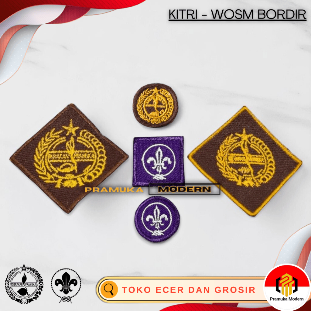 atribut Pramuka tunas saku | tunas putri | wosm putri |  wosm putra | bet kitri pandu bordir ecer