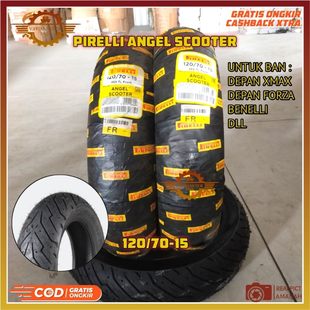 BAN DEPAN 120/70-15 BAN 120/70-15 BAN 120 70 RING 15 YAMAHA PIRELLI ANGEL SCOOTER ORIGINAL PRODUKSI 