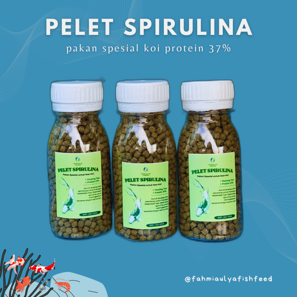 PELET SPIRULINA PAKAN SPESIAL KOI PROTEIN 37% (50 gram) | Pelet spirulina Fahmiaulyafisdhfeed