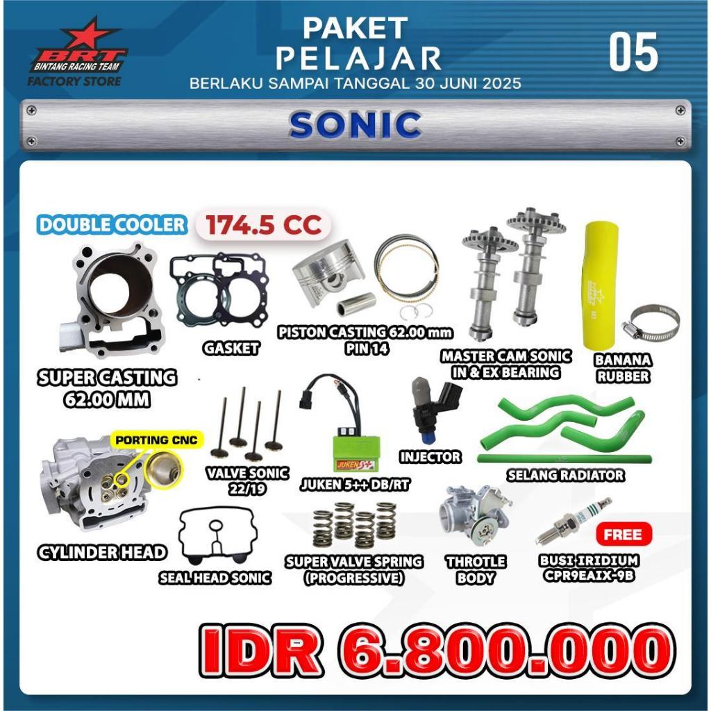 PROMO PAKET PELAJAR BRT/ SONIC BRT / SUPER CASTING BRT / GASKET / PISTON / MASTER CAM / BANANA RUBBE