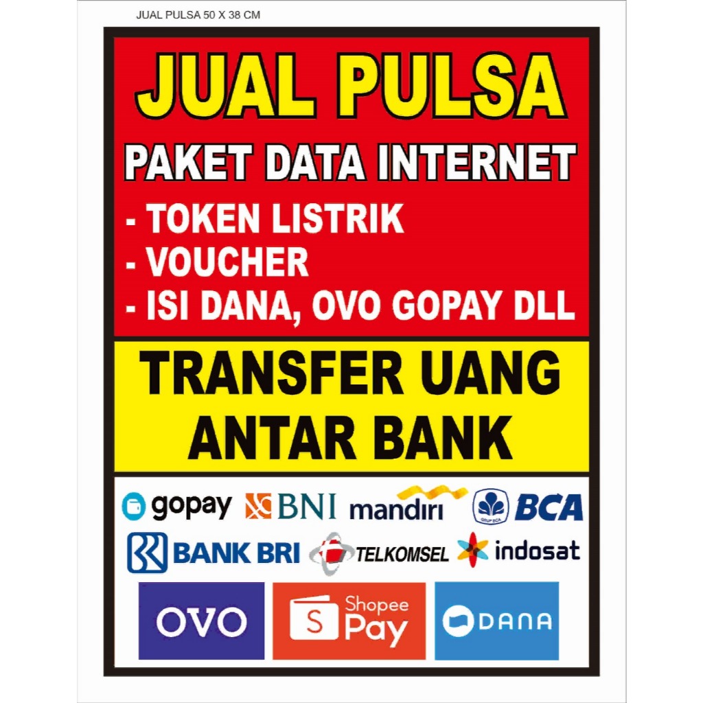 Spanduk Banner / Baliho Untuk Jual Pulsa Warna Merah Terang