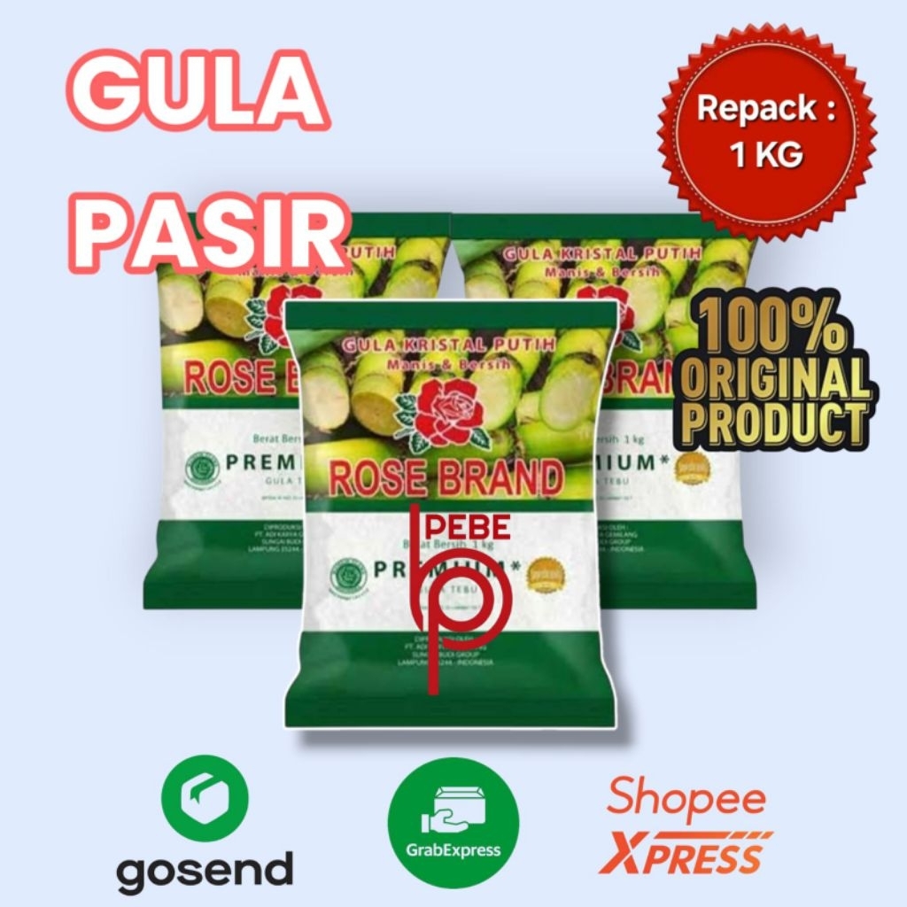 

Gula pasir crystal rose brand 1 kg. Barang dikirim sesuai stock yang ready.
