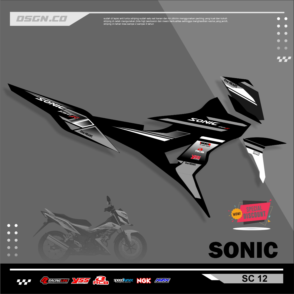 Striping Variasi Honda Sonic 150R / Sticker Honda Sonic variasi motif simple keren kode 12