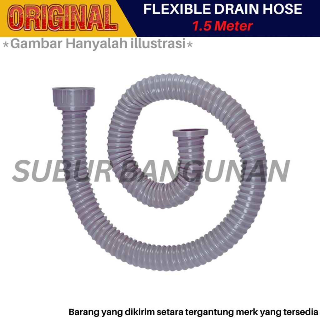 Selang Pembuangan Bak Cuci Piring 1.5 Meter KENMASTER | Selang Wastafel BCP 1 1/2" Inch| Selang Flek