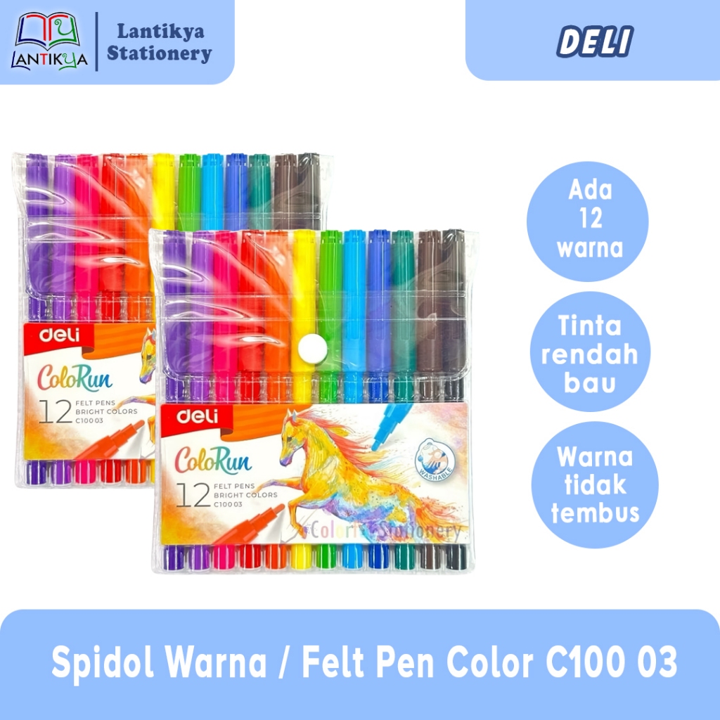 

Deli Spidol warna /Felt pen Color pen 12 warna C 10003