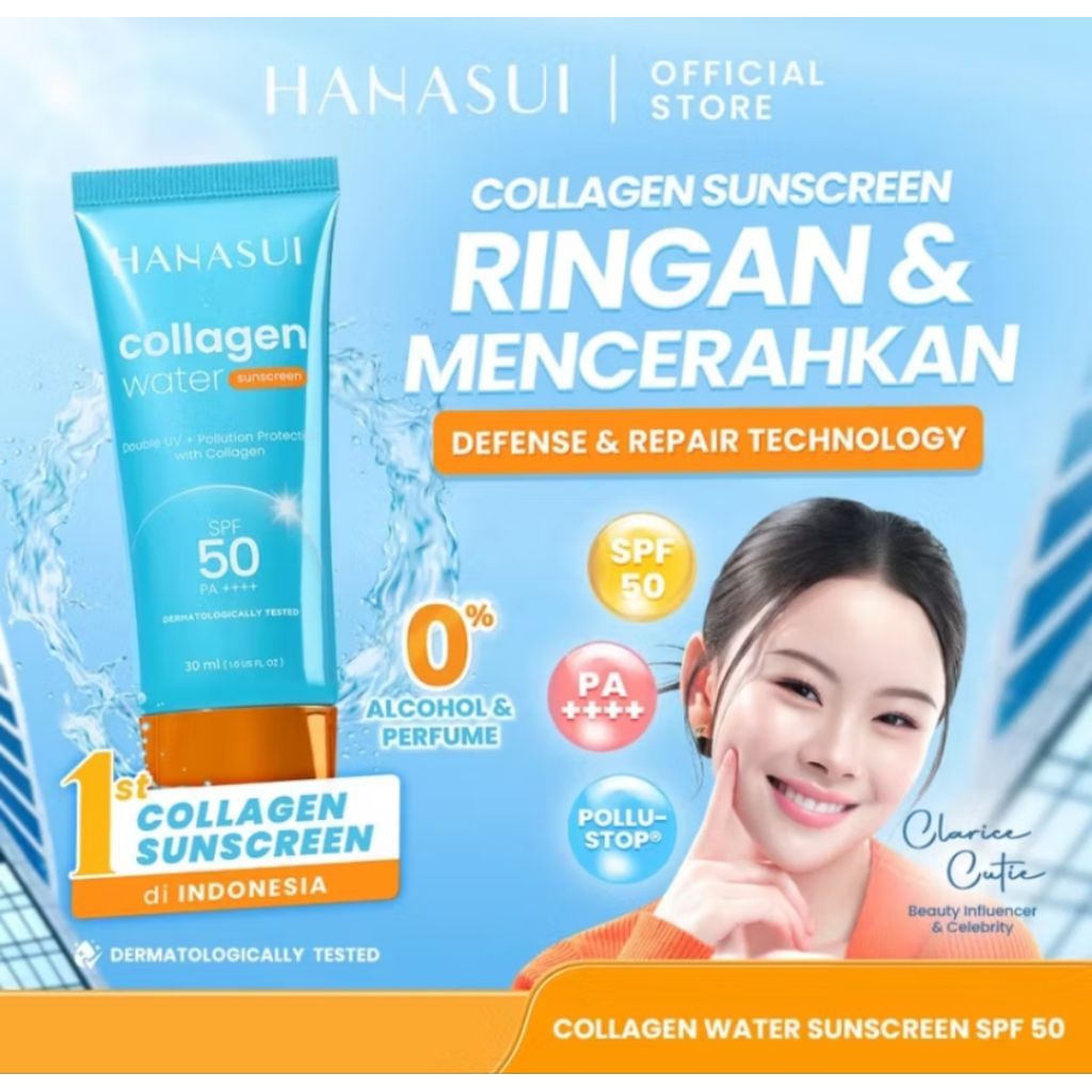 Hanasui sunscreen spf 50 collagen 30ml suncreen hanasui spf50
