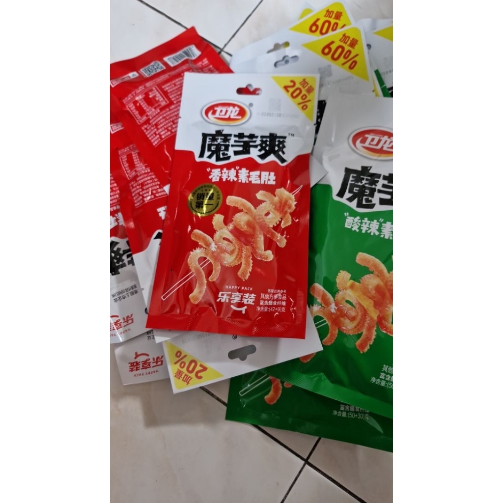 

MAKANAN RINGAN PEDAS WEILONG KONJAC SHUANG 2 pilihan rasa 52 gr