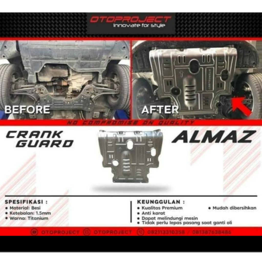 Crank Guard /cover pelindung bawah mesin mobil wuling almaz otoprojet