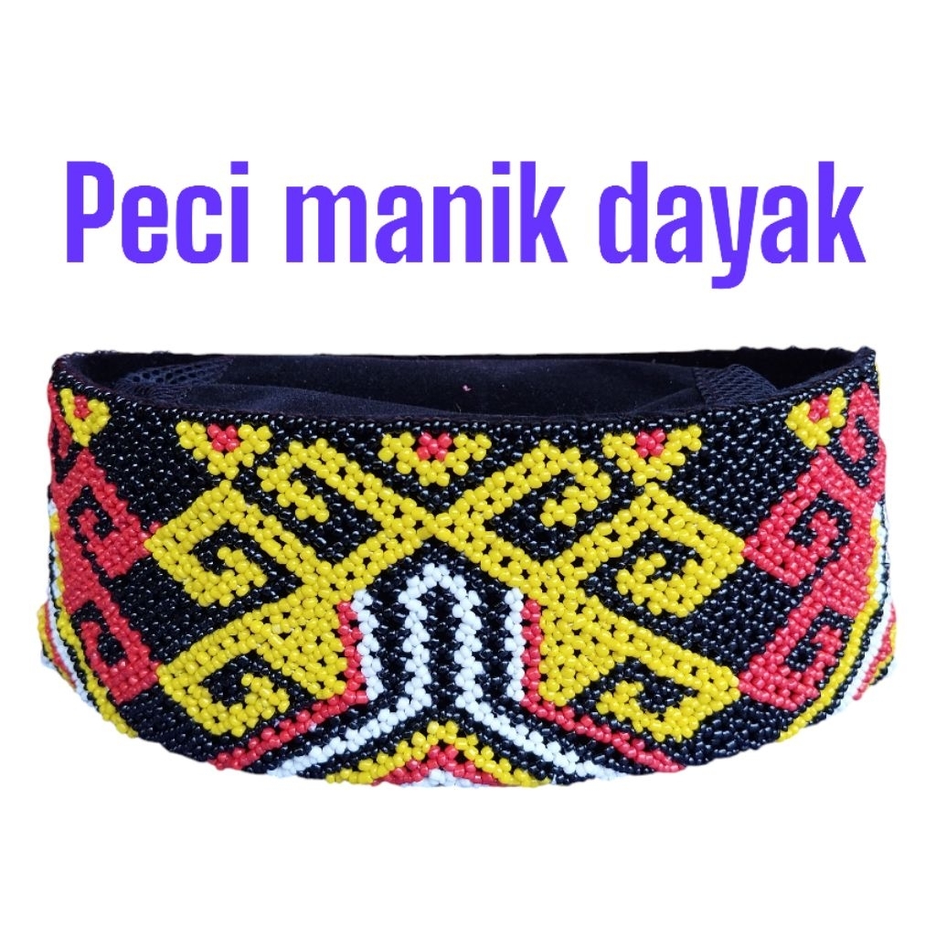 PECI MANIK MANIK | PECI MANIK KHAS DAYAK KALIMANTAN | SONGKOK MANIK DAYAK | KOPIAH MANIK