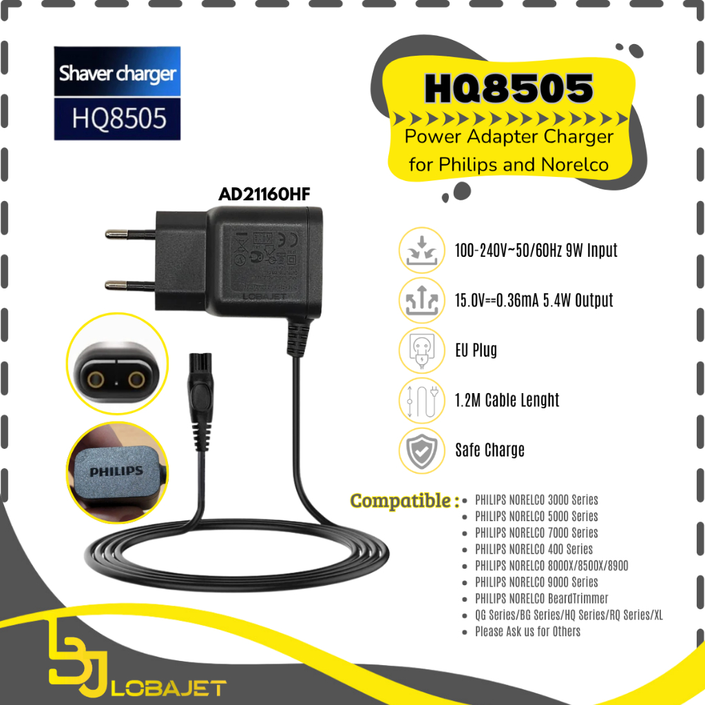 PHILIPS Power Adapter Charger HQ8505 - 15V 5.4W - Charger Pengganti untuk PHILIPS dan NORELCO