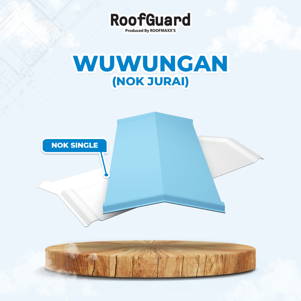 NOK ROOFMAXX'S UPVC SINGLE Spandek/Atap NOK Jurai/ATAP UPVC SINGLE LAYER - Putih doft material tahan