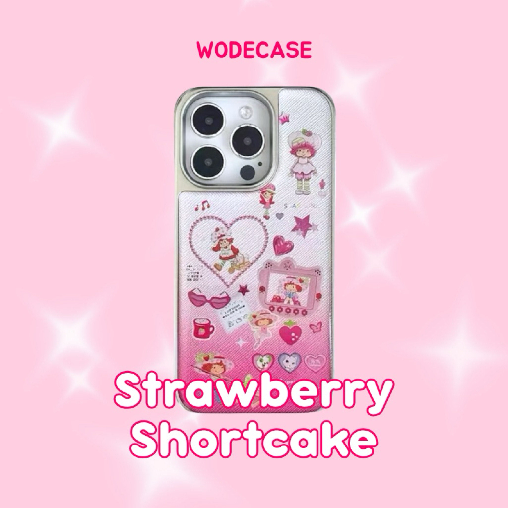 WODECASE Strawberry Shortcake Y2K Bumper Case untuk iPhone 13-16 Pro Max
