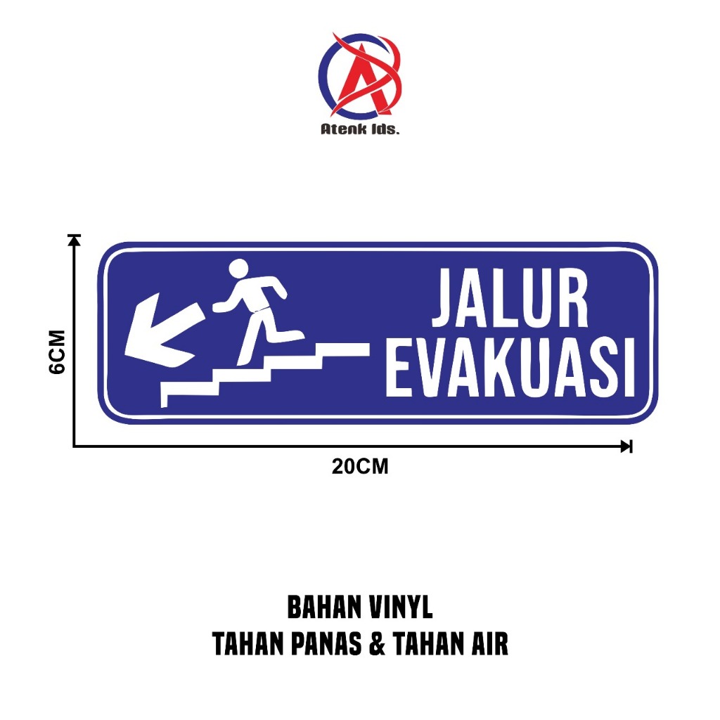 

Stiker Vinyl Jalur Evakuasi Turun Tangga Kiri, Stiker K3 / Stiker Safety 20x6 cm