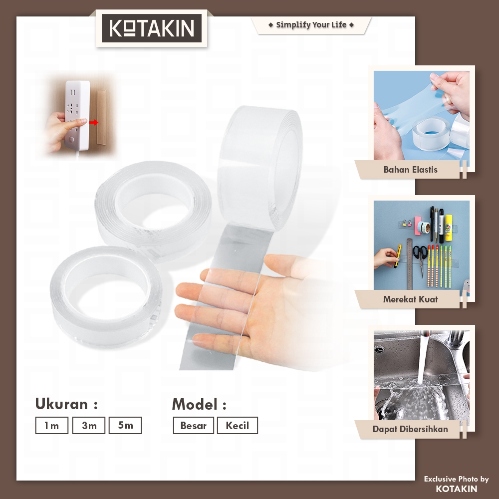 

KOTAKIN Double Tape Nano Selotip Lakban Isolasi Super Kuat Perekat Panjang Tempel Foto Pigura