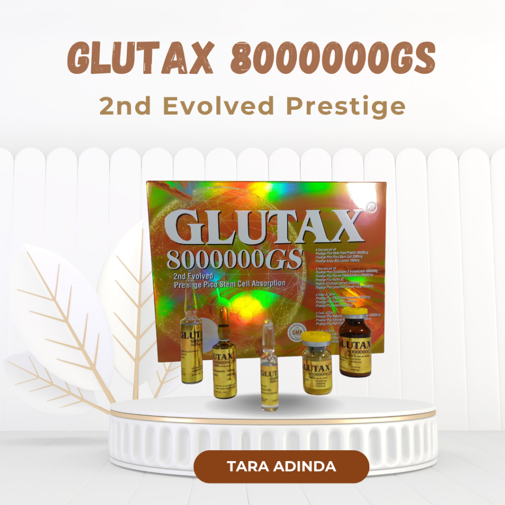 BOX isi 4 set GLUTACcc 8000000GS 8JUTA GS 2nd Evolved Prestige Whitening Mencerahkan Kulit Meratakan