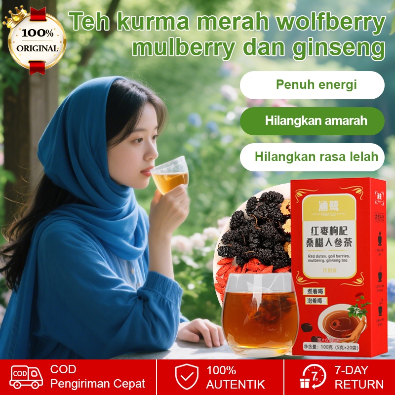 

❤️Beli 1 gratis 1❤️Teh Kurma Merah, Goji, Murbei, dan Ginseng (5g*20/botol) Teh Ekstrak Herbal Teh Kesehatan Pria Memulihkan Stamina Meningkatkan Daya Tahan Tubuh Teh untuk Menyehatkan Ginjal