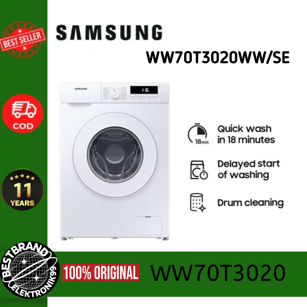 SAMSUNG WW70T3020WW MESIN CUCI 7 KG FRONT LOADING QUICK WASH WW70T3020 WW70T 70T3020