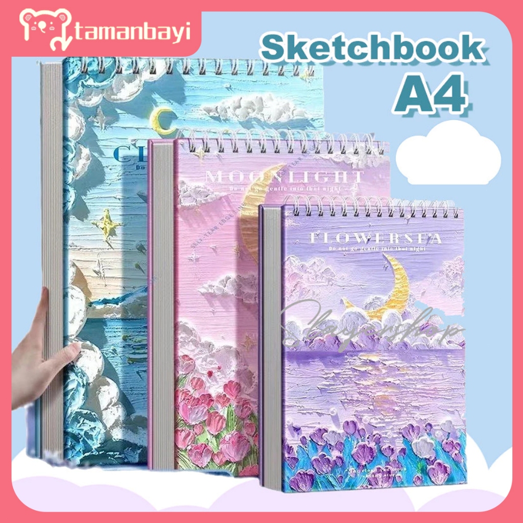 

Sketchbook 16K Aesthetic Buku Gambar Vertikal Jilid Spiral 60 Lembar/120 Halaman COD