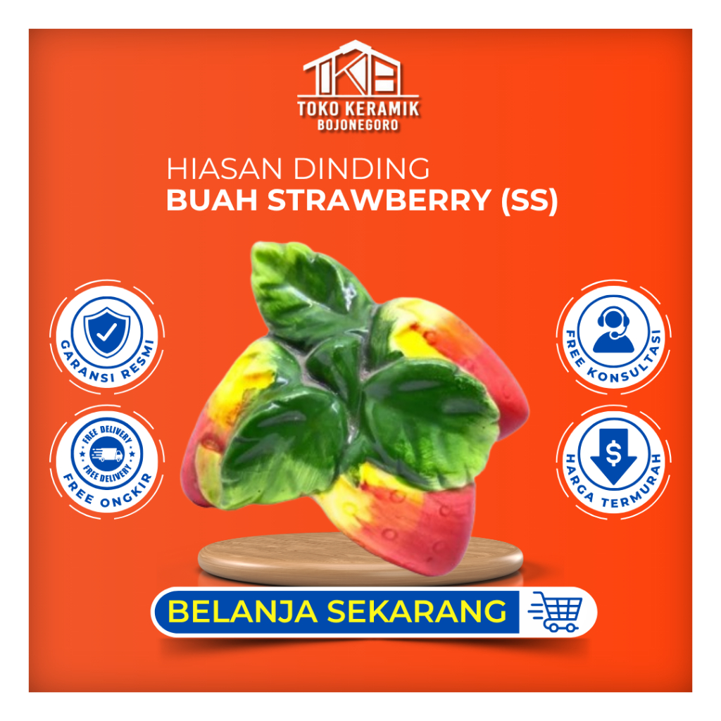 Hiasan Dinding Keramik Bentuk Buah strawberry (SS)