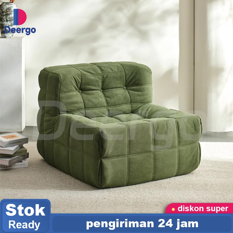DEERGO Sofa Kasual Tunggal/Sofa Waffle/Sofa Minimalis Modern/Sofa Ruang Tamu/Sofa Malas/Sofa Suede
