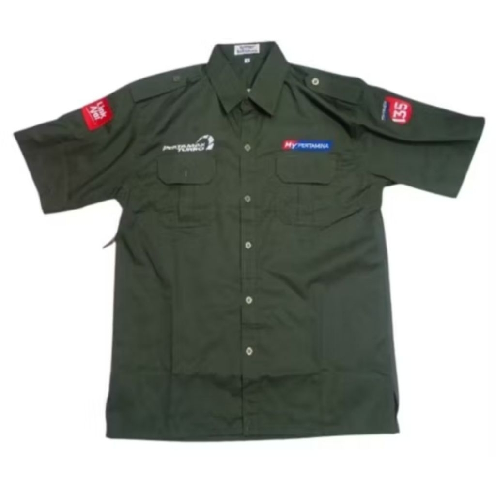 kemeja kerja PERTAMAX TURBO/MY PERTAMINA baju pertamina pertamax turbo seragam pertamina kantong sat