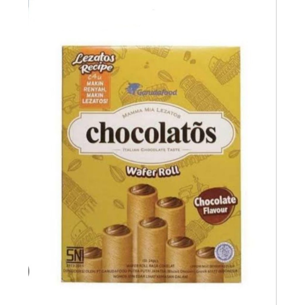 

chocolatos wafer roll 24 pcs ×8g/chocolatos 500/chocolatos isi 24 cemilan anak renyah dus coklat roll/chocolatos wafer stik isi 24 pcs isi coklat padat