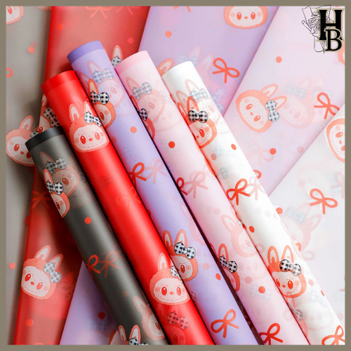 

20 LEMBAR Kertas Buket Cellophone Line Karakter Carton Lucu Anak KB85