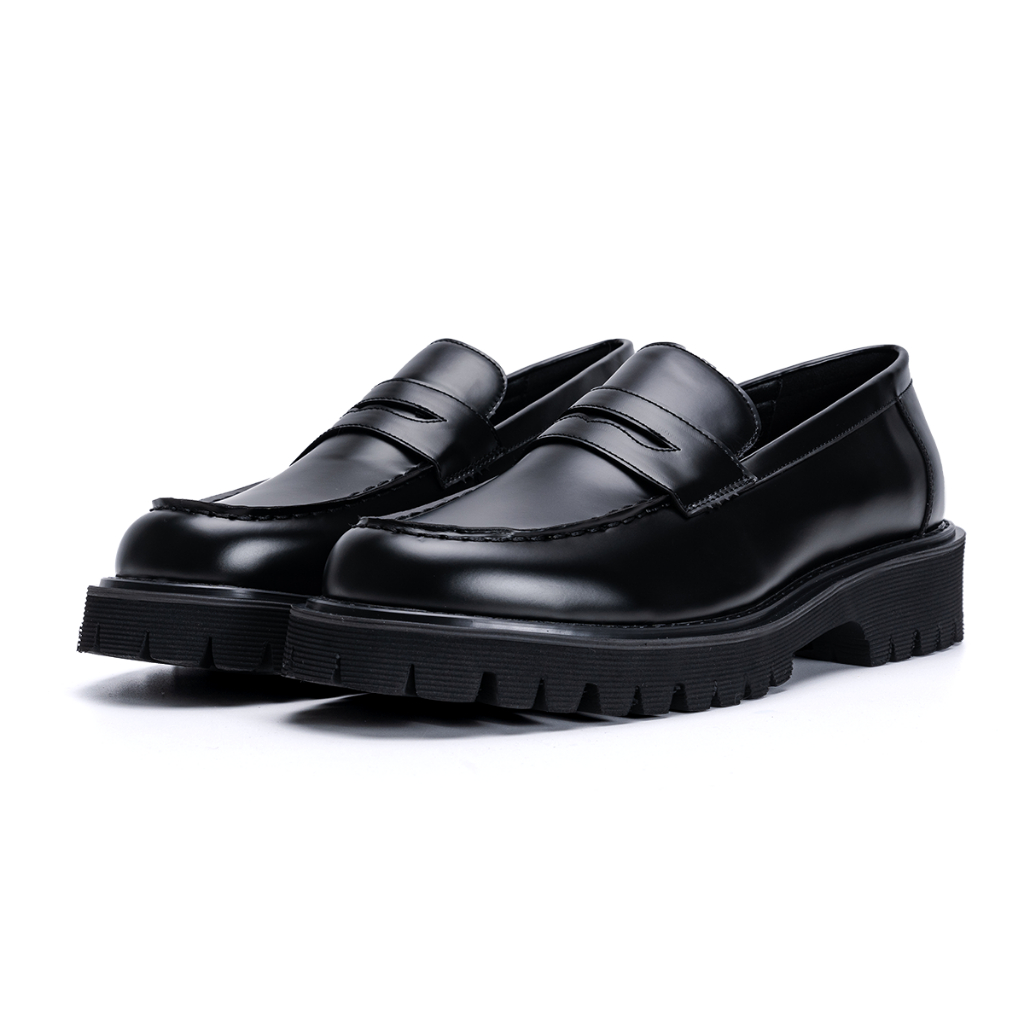 bestpromo heiden heritage [hrtg] titan loafers - full black - sepatu pria formal peninggi badan