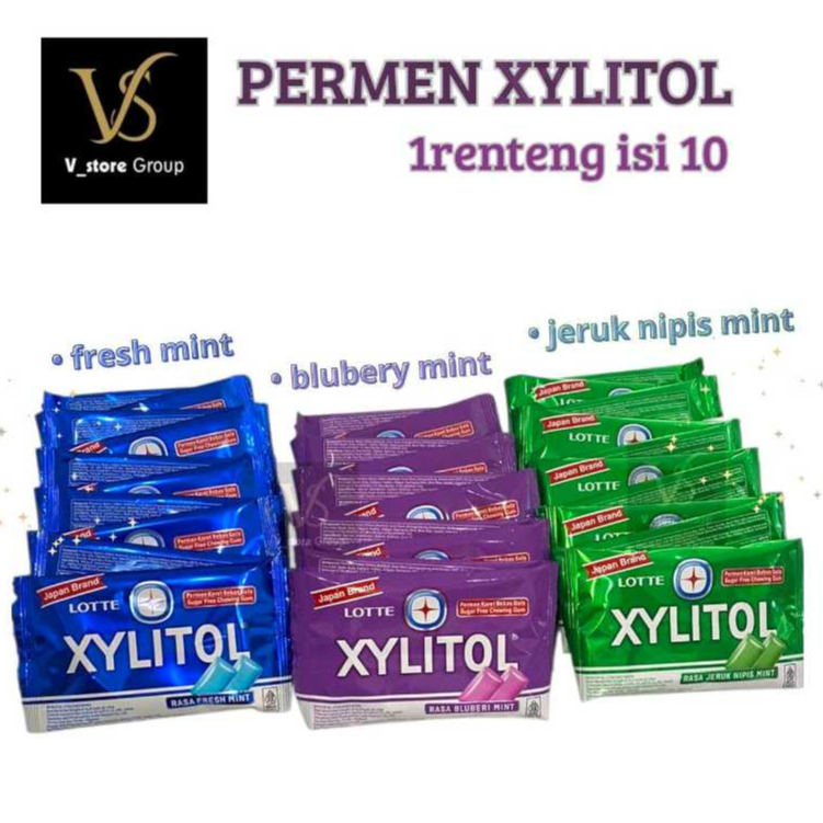 

(1RENCENG ISI10 SASET) PERMEN XYLITOL LOTTE MINT 10X8,7GR /PERMEN KARET XYLITOL MINT BEBAS GULA