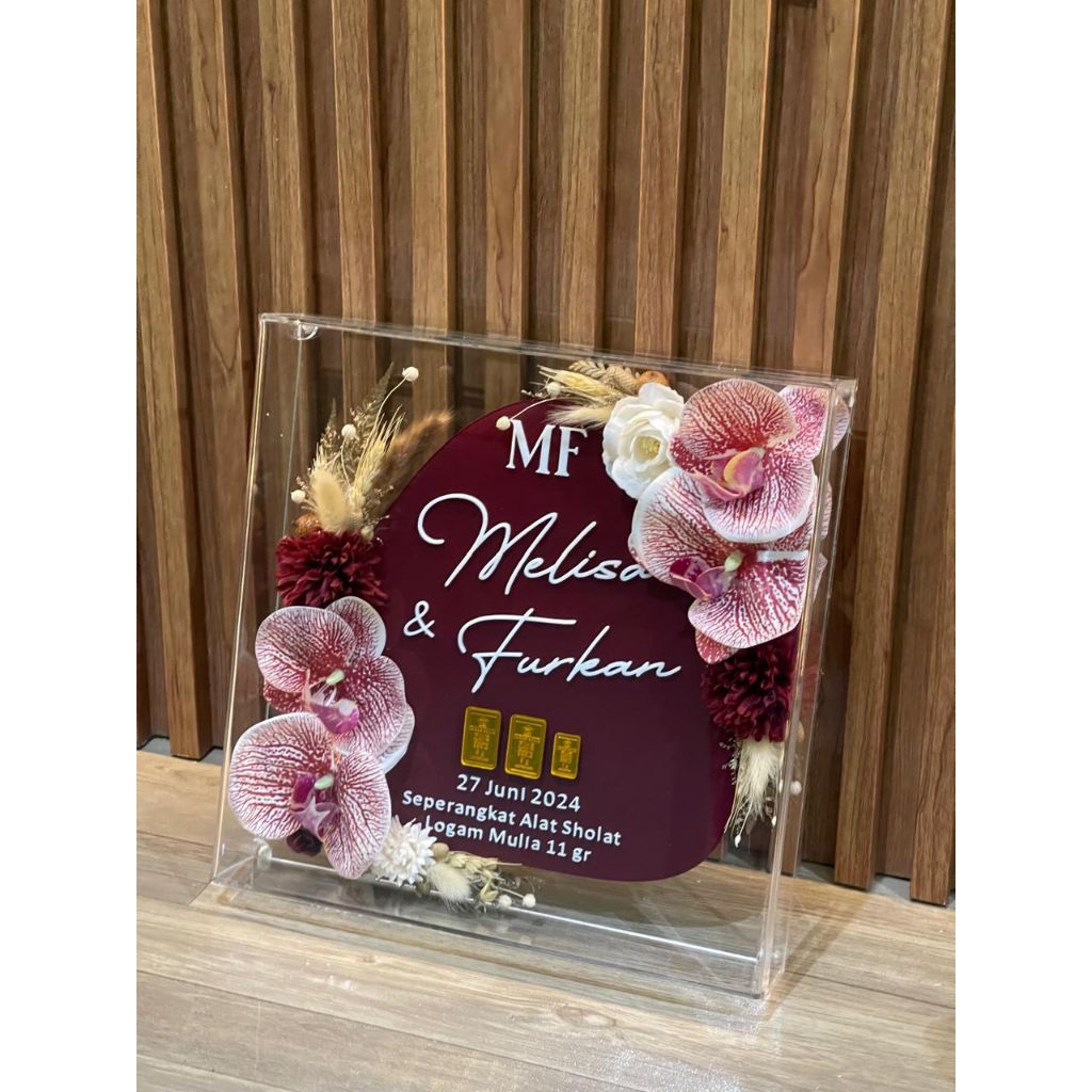 Mahar pernikahan / bingkai mahar akrilik /  mahar pernikahan modern ukuran 30x30