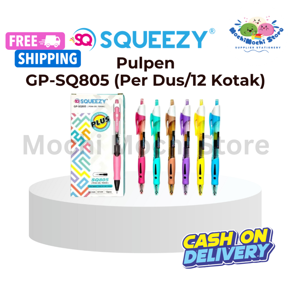 

PER DUS/12 KOTAK/144 PCS Pulpen Gel SQUEEZY GP-SQ805 | Pulpen Gel | Gel Pen | Tip 0.5mm | Pulpen Gel SQUEEZY GP-SQ805