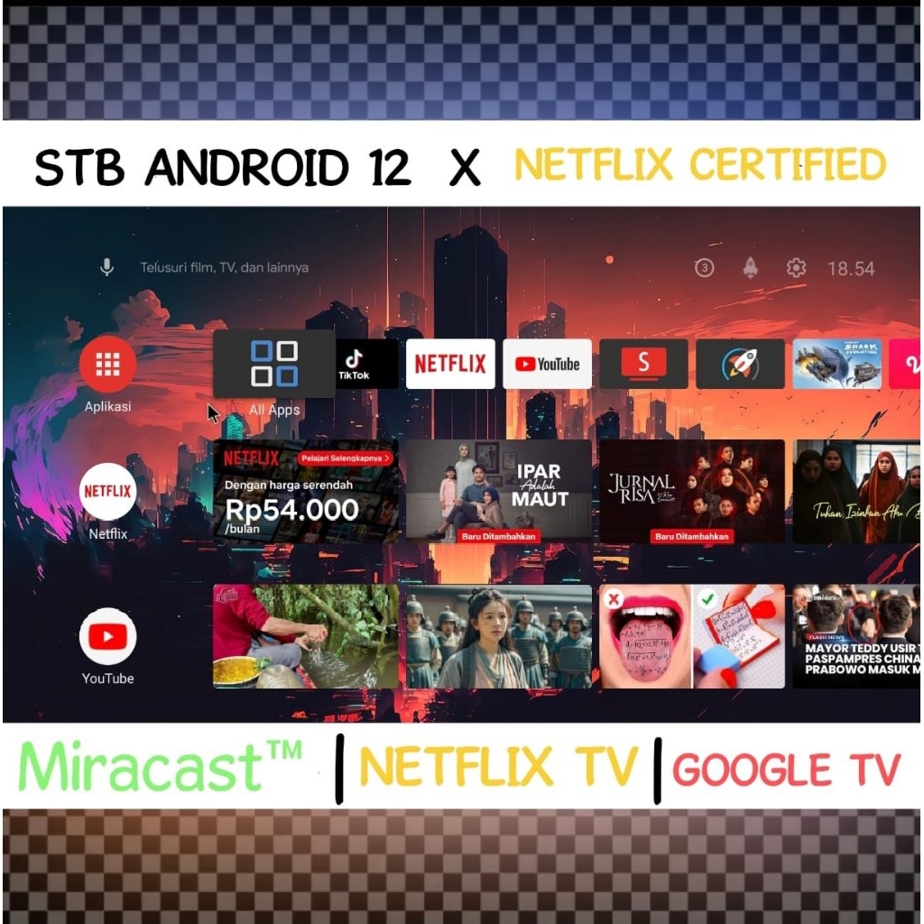 STB ANDROID V5 | SET TOP TV BOX RAM 2GB OS Android 12 4k UHD and Netflix Certified