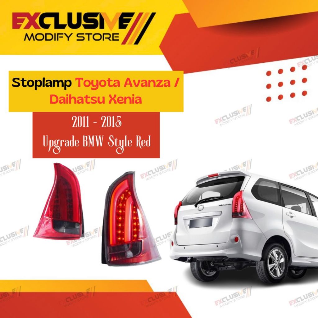 STOPLAMP TOYOTA AVANZA / DAIHATSU XENIA (2011 - 2015) UPGRADE MODEL BMW STYLE RED COLOUR YZ LED BAR