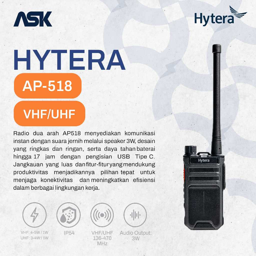 Handy Talky  AP518 HYTERA / HT AP 518 HYT